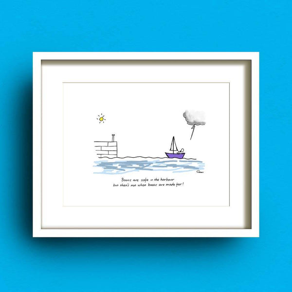 Boats Are Safe Art Print by Fab Cow