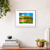 Adventure Awaits. A fine art print of Benbulben in a white frame on a cream wall by Irish artist Francis Leavey